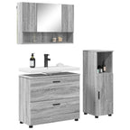 vidaXL Badezimmermöbel-Set 3 pcs Graues Sonoma Sperrholz und Metall