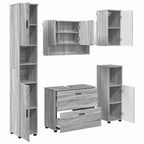 vidaXL Badezimmermöbel-Set 5 pcs Graues Sonoma Sperrholz und Metall