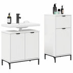 vidaXL Badezimmermöbel-Set mit Regal 2 pcs Weiß Sperrholz und Metall
