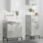 vidaXL Badezimmermöbel-Set 2 pcs Beton Grau Sperrholz und Metall