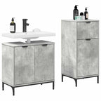 vidaXL Badezimmermöbel-Set 2 pcs Beton Grau Sperrholz und Metall