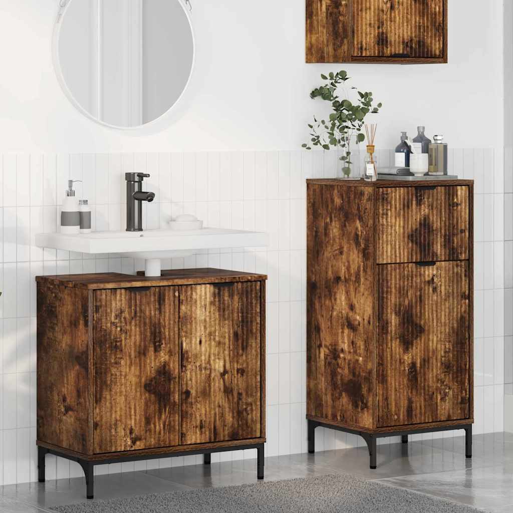 vidaXL Badezimmermöbel-Set mit Schubladen 2 pcs Geräucherte Eiche