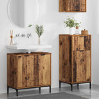 vidaXL Badezimmermöbel-Set mit Tür 2 pcs Altholz Sperrholz und Metall