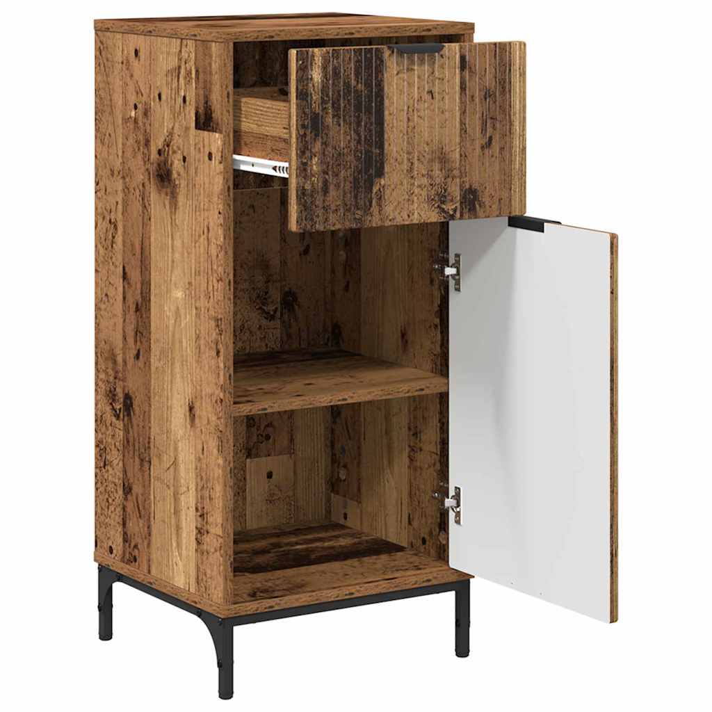 vidaXL Badezimmermöbel-Set mit Tür 2 pcs Altholz Sperrholz und Metall
