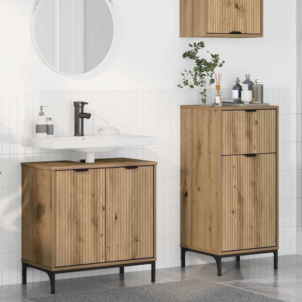 vidaXL Badezimmermöbel-Set 2 pcs Artisan-Eiche Sperrholz und Metall