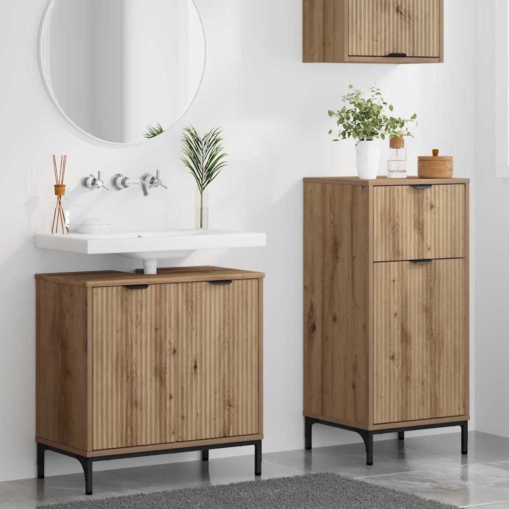 vidaXL Badezimmermöbel-Set 2 pcs Artisan-Eiche Sperrholz und Metall