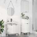 vidaXL Badezimmermöbel-Set mit Regal 3 pcs Weiß Sperrholz und Metall