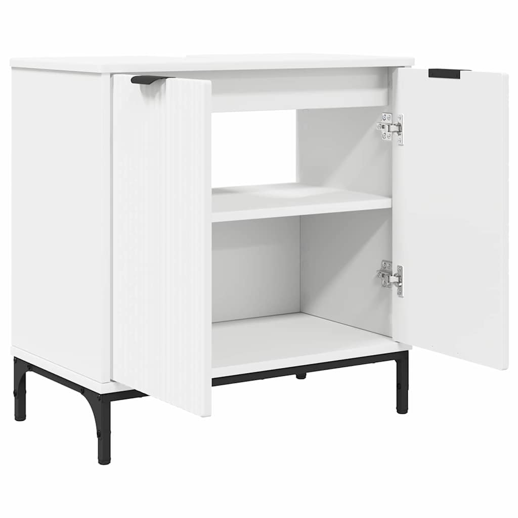 vidaXL Badezimmermöbel-Set mit Regal 3 pcs Weiß Sperrholz und Metall