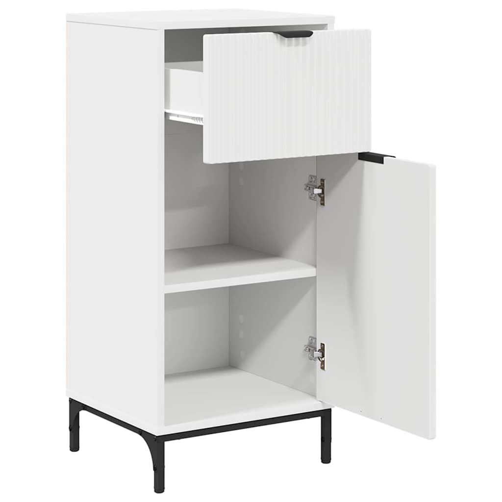 vidaXL Badezimmermöbel-Set mit Regal 3 pcs Weiß Sperrholz und Metall
