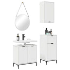 vidaXL Badezimmermöbel-Set mit Regal 3 pcs Weiß Sperrholz und Metall