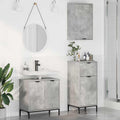 vidaXL Badezimmermöbel Set mit Regal 3 pcs Betongrau Holzwerkstoff