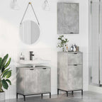 vidaXL Badezimmermöbel Set mit Regal 3 pcs Betongrau Holzwerkstoff