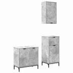 vidaXL Badezimmermöbel Set mit Regal 3 pcs Betongrau Holzwerkstoff