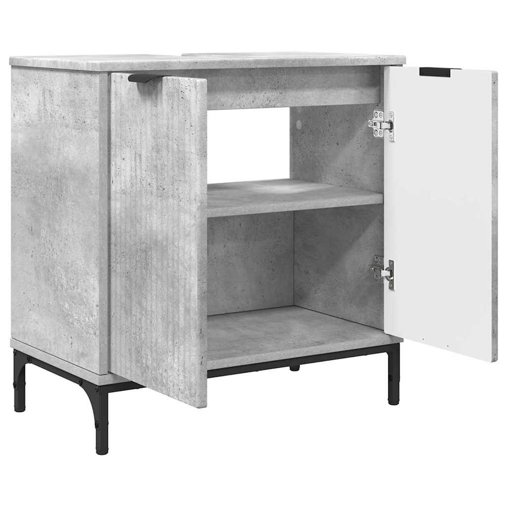 vidaXL Badezimmermöbel Set mit Regal 3 pcs Betongrau Holzwerkstoff
