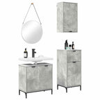 vidaXL Badezimmermöbel Set mit Regal 3 pcs Betongrau Holzwerkstoff