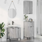 vidaXL Badezimmermöbel Set mit Regal 3 pcs Grau Sonoma Holzwerkstoff