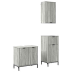 vidaXL Badezimmermöbel Set mit Regal 3 pcs Grau Sonoma Holzwerkstoff