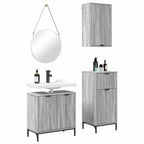 vidaXL Badezimmermöbel Set mit Regal 3 pcs Grau Sonoma Holzwerkstoff