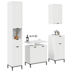 vidaXL Badezimmermöbel-Set mit Schubladen Weiß Holzwerkstoff, Metall