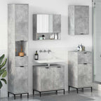 vidaXL Badezimmermöbel-Set mit Tür Beton Grau Holzwerkstoff, Metall