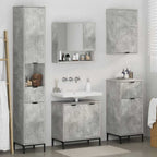 vidaXL Badezimmermöbel-Set mit Tür Beton Grau Holzwerkstoff, Metall