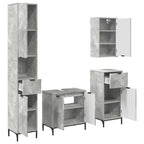 vidaXL Badezimmermöbel-Set mit Tür Beton Grau Holzwerkstoff, Metall