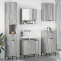 vidaXL Badezimmermöbel-Set mit Tür Graues Sonoma Holzwerkstoff, Metall