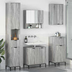 vidaXL Badezimmermöbel-Set mit Tür Graues Sonoma Holzwerkstoff, Metall