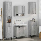 vidaXL Badezimmermöbel-Set mit Tür Graues Sonoma Holzwerkstoff, Metall