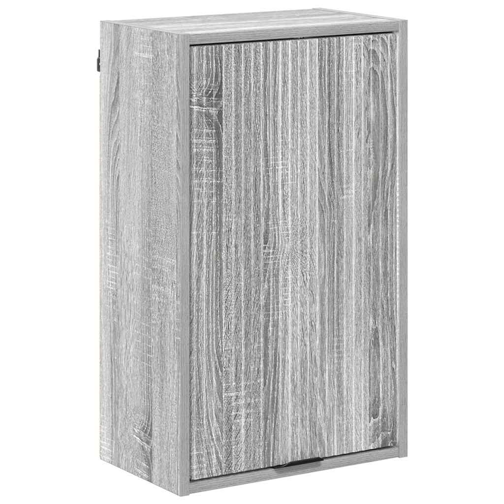 vidaXL Badezimmermöbel-Set mit Tür Graues Sonoma Holzwerkstoff, Metall