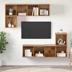 vidaXL TV-Schrankset Wandmontiert 4 pcs Altholz Holzwerkstoff
