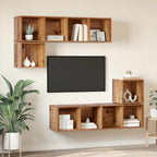 vidaXL TV-Schrankset Wandmontiert 4 pcs Altholz Holzwerkstoff