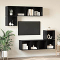 vidaXL TV-Schrankset 4 pcs Schwarz Eichen-Optik Holzwerkstoff