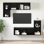 vidaXL TV-Schrankset 4 pcs Schwarz Eichen-Optik Holzwerkstoff