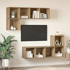 vidaXL TV-Schrankset Wandmontiert 4 pcs Artisan-Eiche Holzwerkstoff