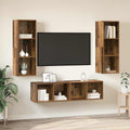 vidaXL TV-Schrankset Wandmontiert 3 pcs Altholz Holzwerkstoff