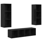 vidaXL TV-Schrankset 3 pcs Schwarz Eichen-Optik Holzwerkstoff