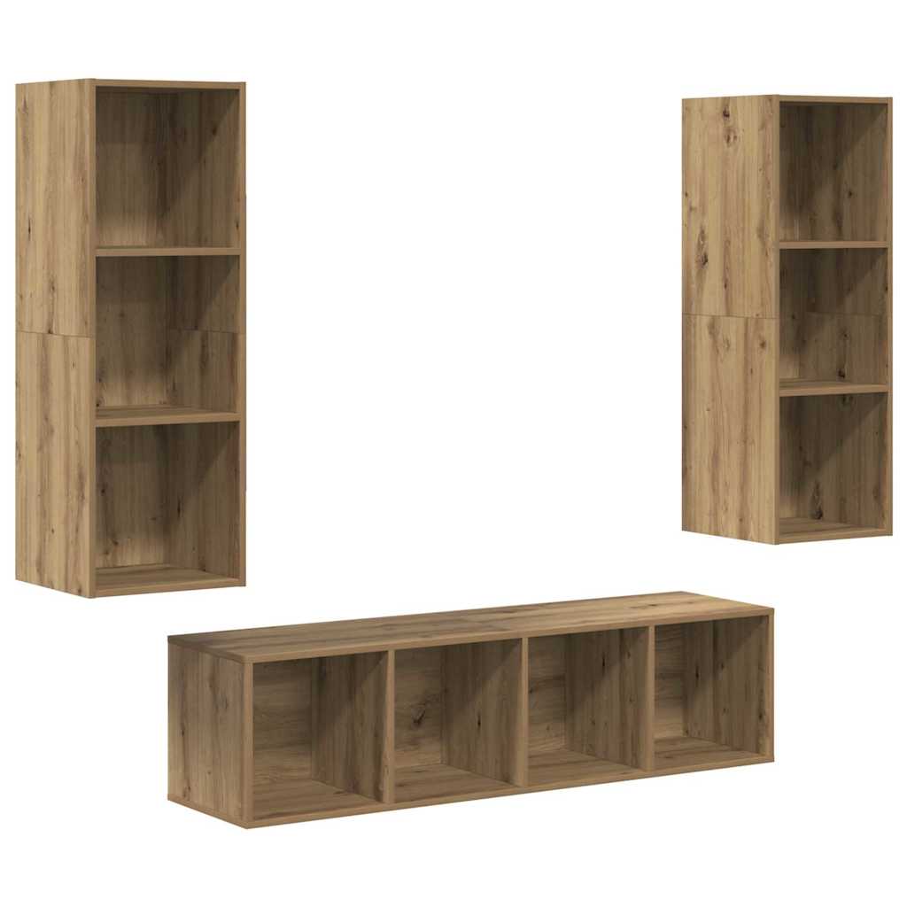 vidaXL TV-Schrankset Wandmontiert 3 pcs Artisan-Eiche Holzwerkstoff