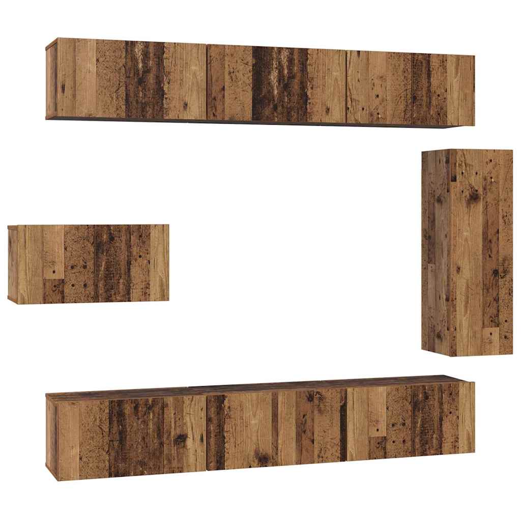 vidaXL TV-Schrankset Wandmontiert 8 pcs Altholz Holzwerkstoff