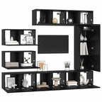 vidaXL TV-Schrankset 8 pcs Schwarz Eichen-Optik Holzwerkstoff