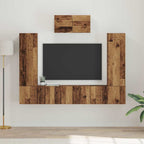 vidaXL TV-Schrankset Wandmontiert 7 pcs Altholz Holzwerkstoff