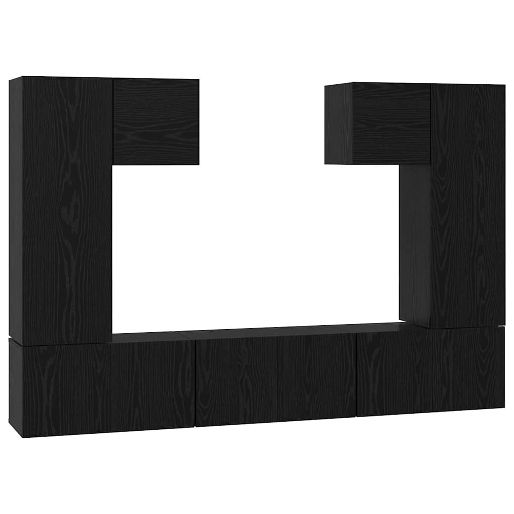 vidaXL TV-Schrankset 7 pcs Schwarz Eichen-Optik Holzwerkstoff