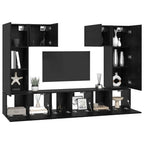 vidaXL TV-Schrankset 7 pcs Schwarz Eichen-Optik Holzwerkstoff