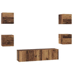 vidaXL TV-Schrankset Wandmontiert 6 pcs Altholz Holzwerkstoff