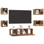 vidaXL TV-Schrankset Wandmontiert 6 pcs Altholz Holzwerkstoff