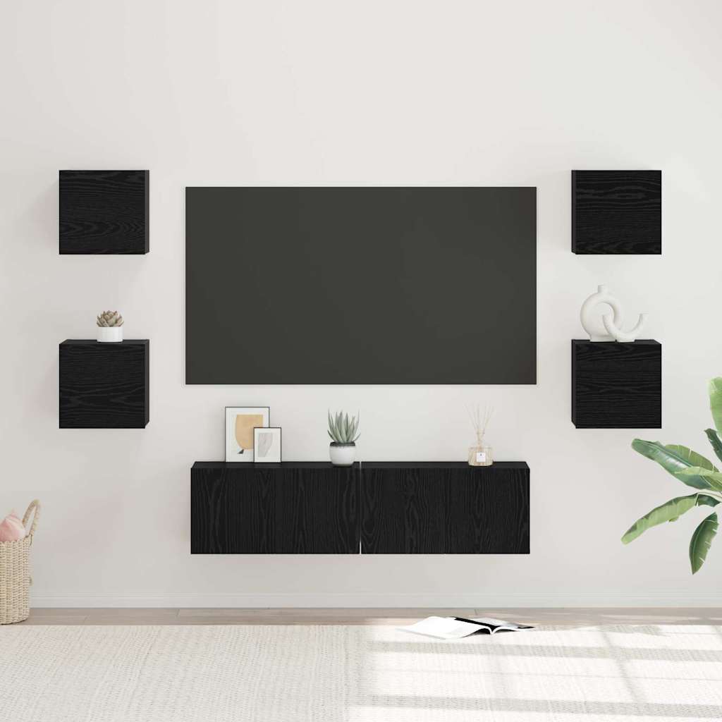 vidaXL TV-Schrankset 6 pcs Schwarz Eichen-Optik Holzwerkstoff