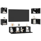vidaXL TV-Schrankset 6 pcs Schwarz Eichen-Optik Holzwerkstoff