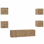 vidaXL TV-Schrankset Wandmontiert 6 pcs Artisan-Eiche Holzwerkstoff