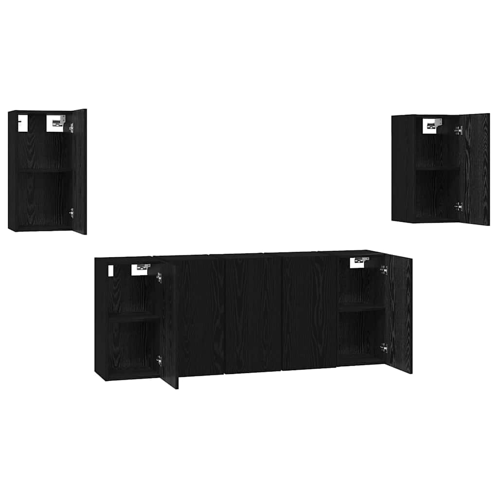 vidaXL TV-Schrankset 7 pcs Schwarz Eichen-Optik 30,5 x 30 x 60 cm