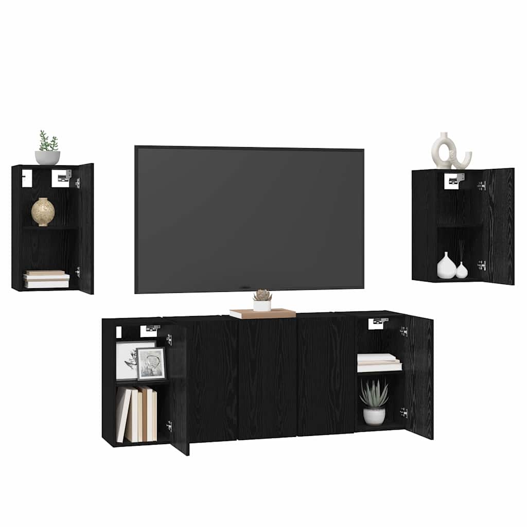 vidaXL TV-Schrankset 7 pcs Schwarz Eichen-Optik 30,5 x 30 x 60 cm